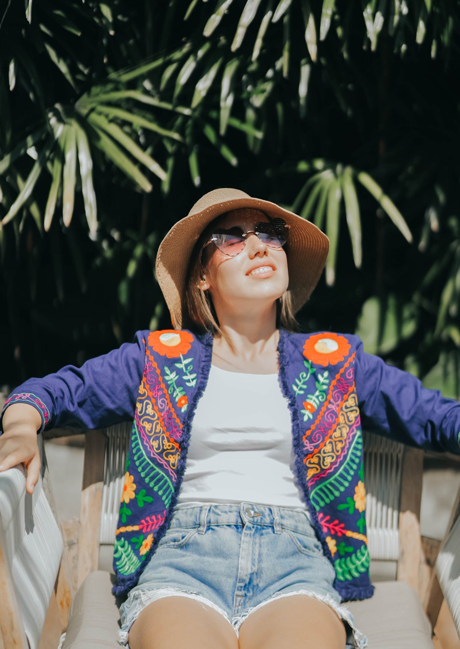 Midnight Bloom Floral Embroidered Blazer