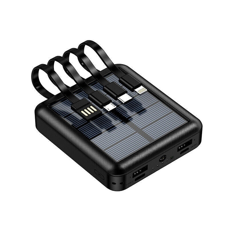 Solar-Powered 5000mAh Power Bank - USB Charger with Cables for Camping & Trave
