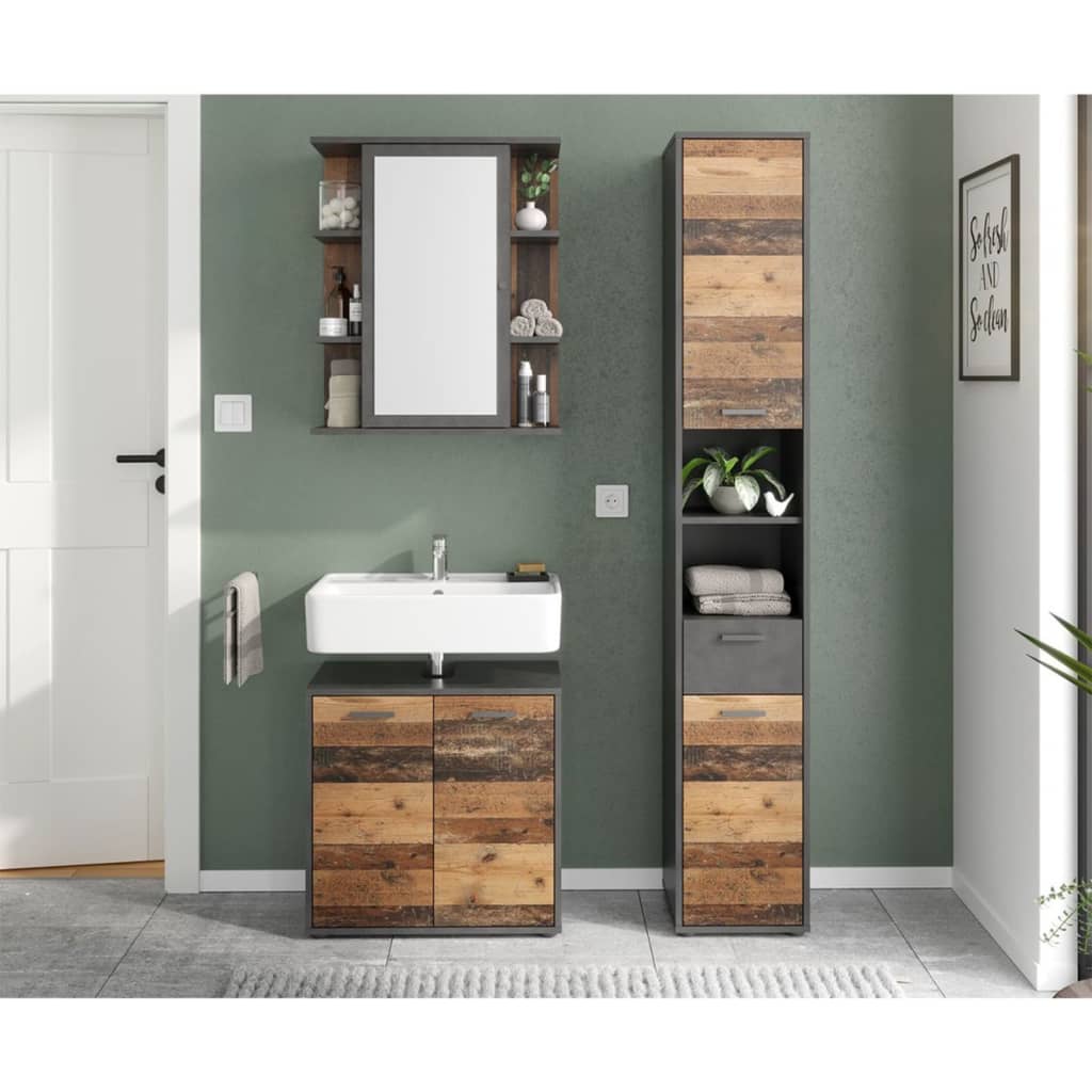 Fmd Mirrored Bathroom Cabinet Matera Old Style Dark