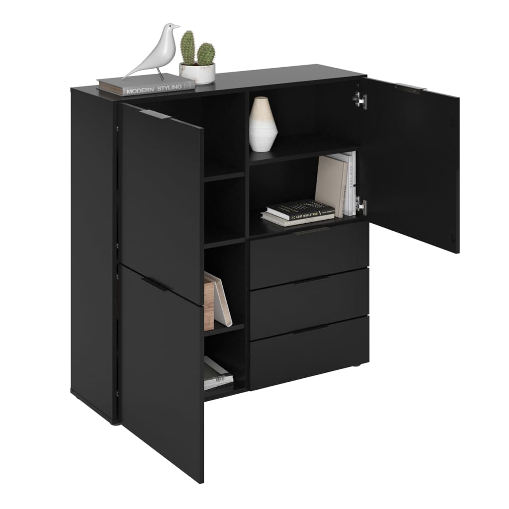 Fmd Dresser With 3 Doors And 3 Drawers Black
