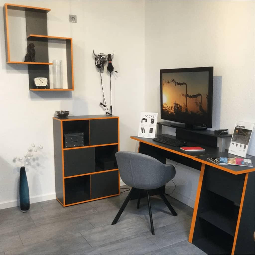 Fmd Free-Standing Shelf Unit With 3 Open Compartments 68.5X33X99 Cm Anthracite