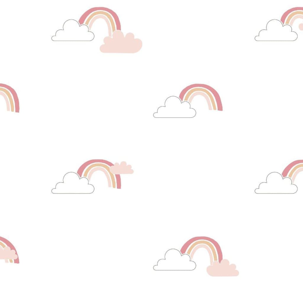 Noordwand Wallpaper Mondo Baby Rainbows White And Pink