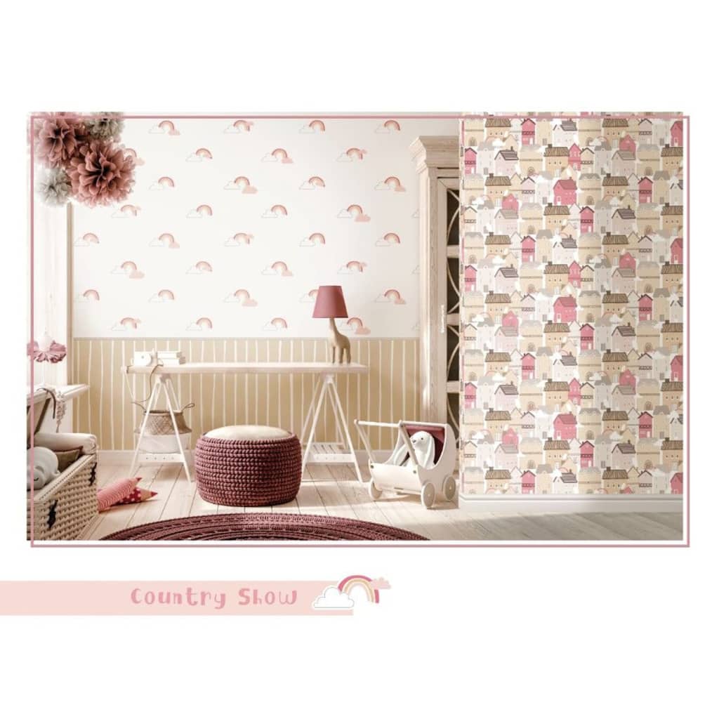 Noordwand Wallpaper Mondo Baby Rainbows White And Pink