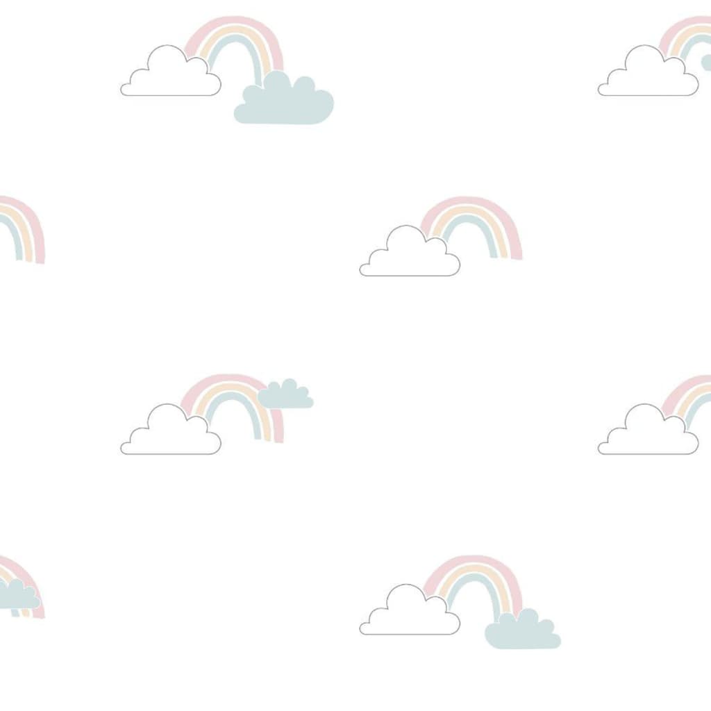 Noordwand Wallpaper Mondo Baby Clouds White, Blue And Pink