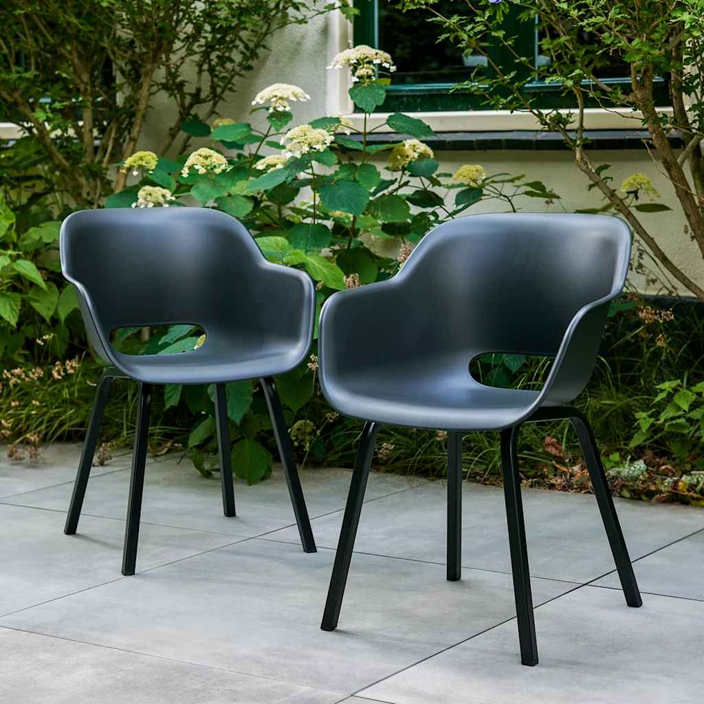 Keter Garden Chair With Metal Legs Noa 2 Pcs Graphite