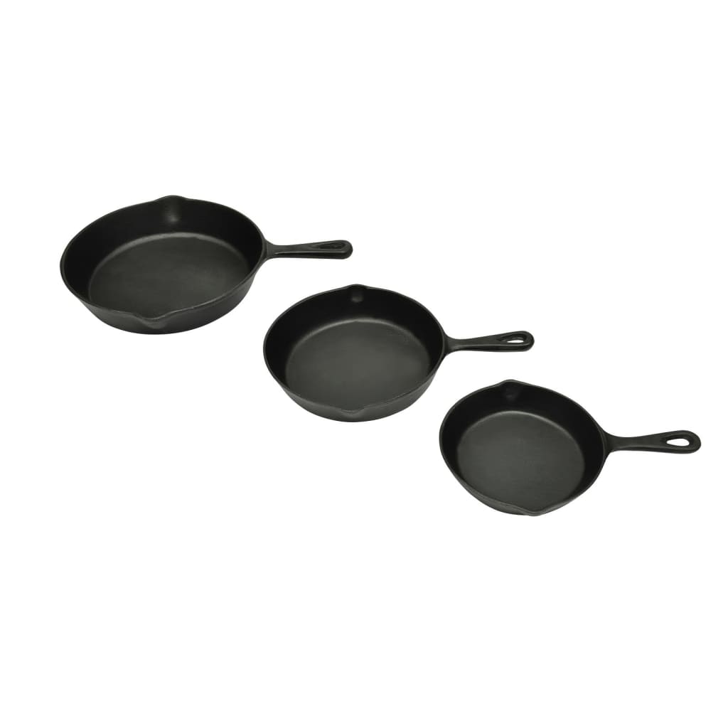 Set Of 3 Bbq Steak Pans Cast Iron