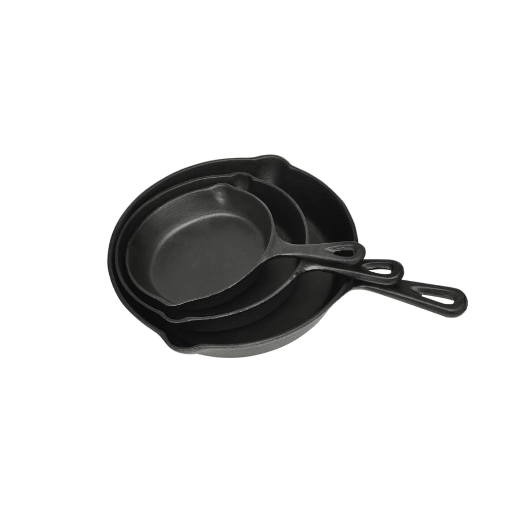 Set Of 3 Bbq Steak Pans Cast Iron