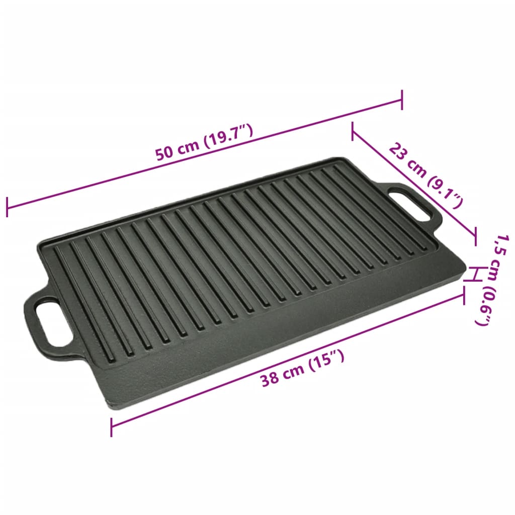 Grill Platter Cast Iron Reversible 50X23 Cm