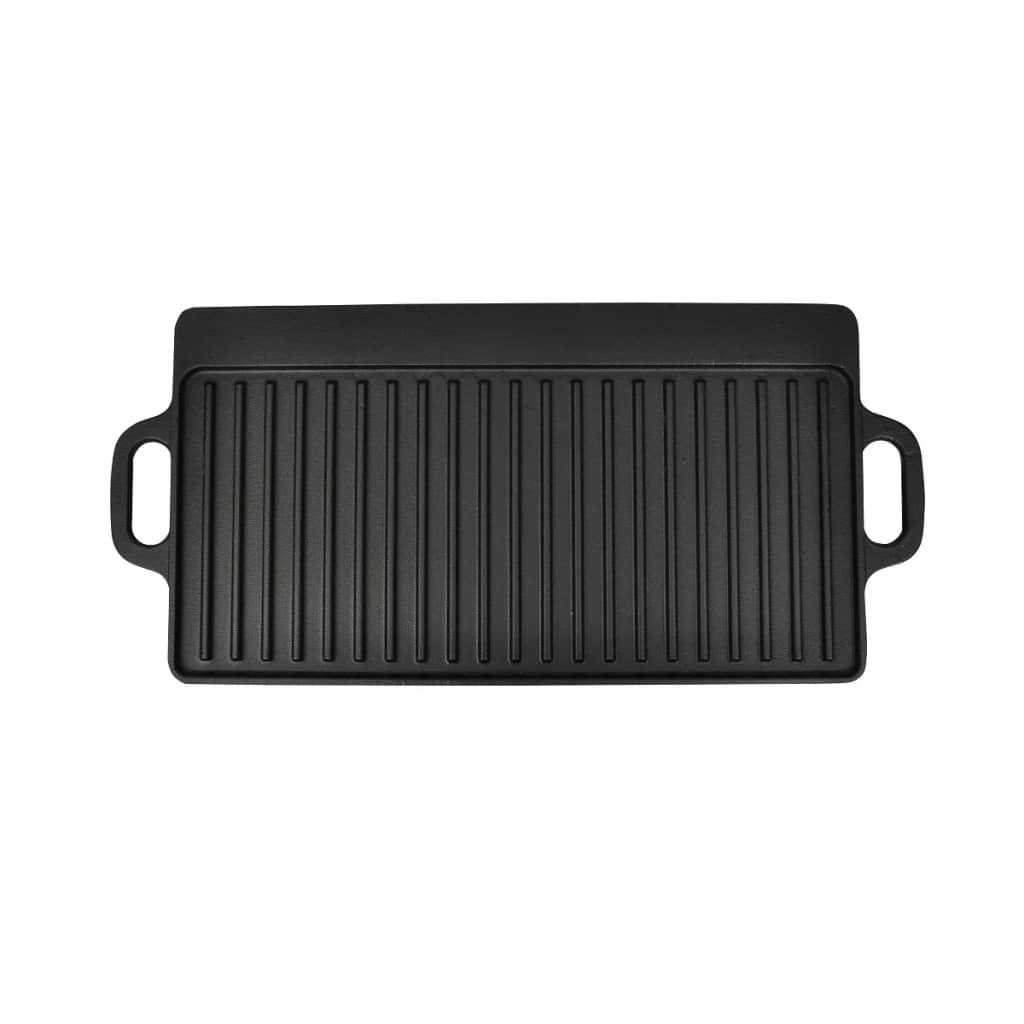 Grill Platter 2 Pcs Cast Iron Reversible 38X23 Cm
