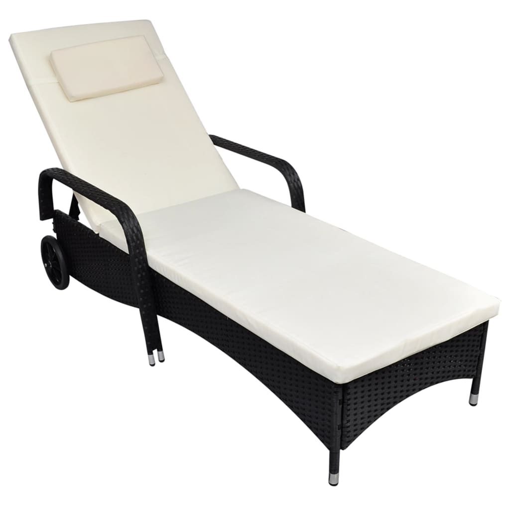 Sun Lounger With Wheels Poly Rattan
