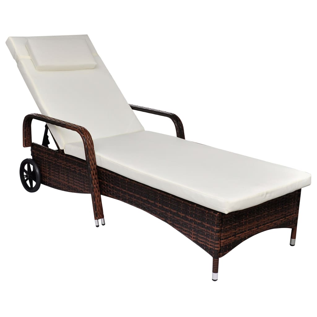 Sun Lounger With Wheels Poly Rattan