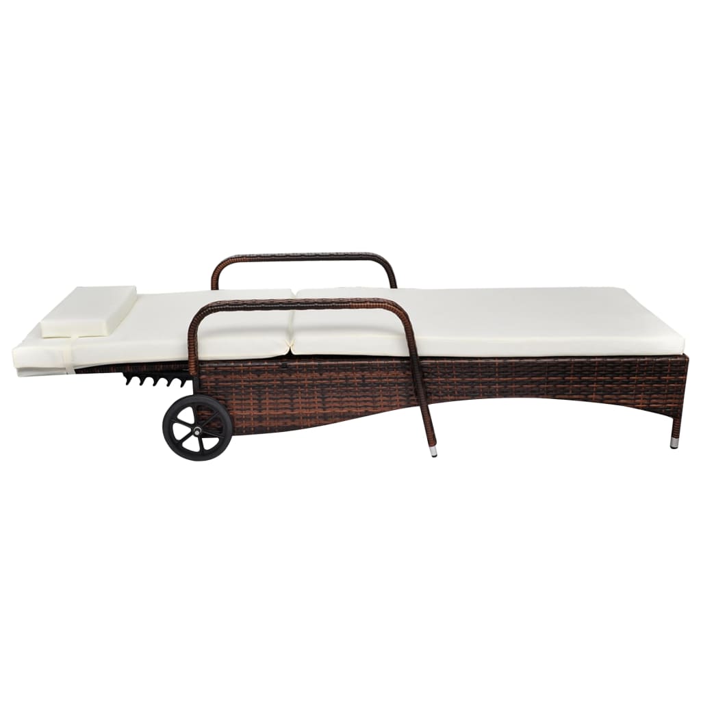 Sun Lounger With Wheels Poly Rattan