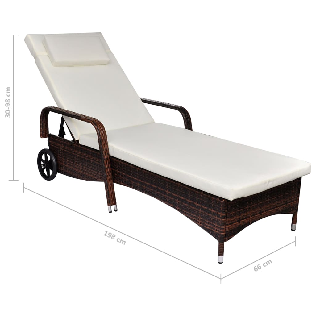 Sun Lounger With Wheels Poly Rattan