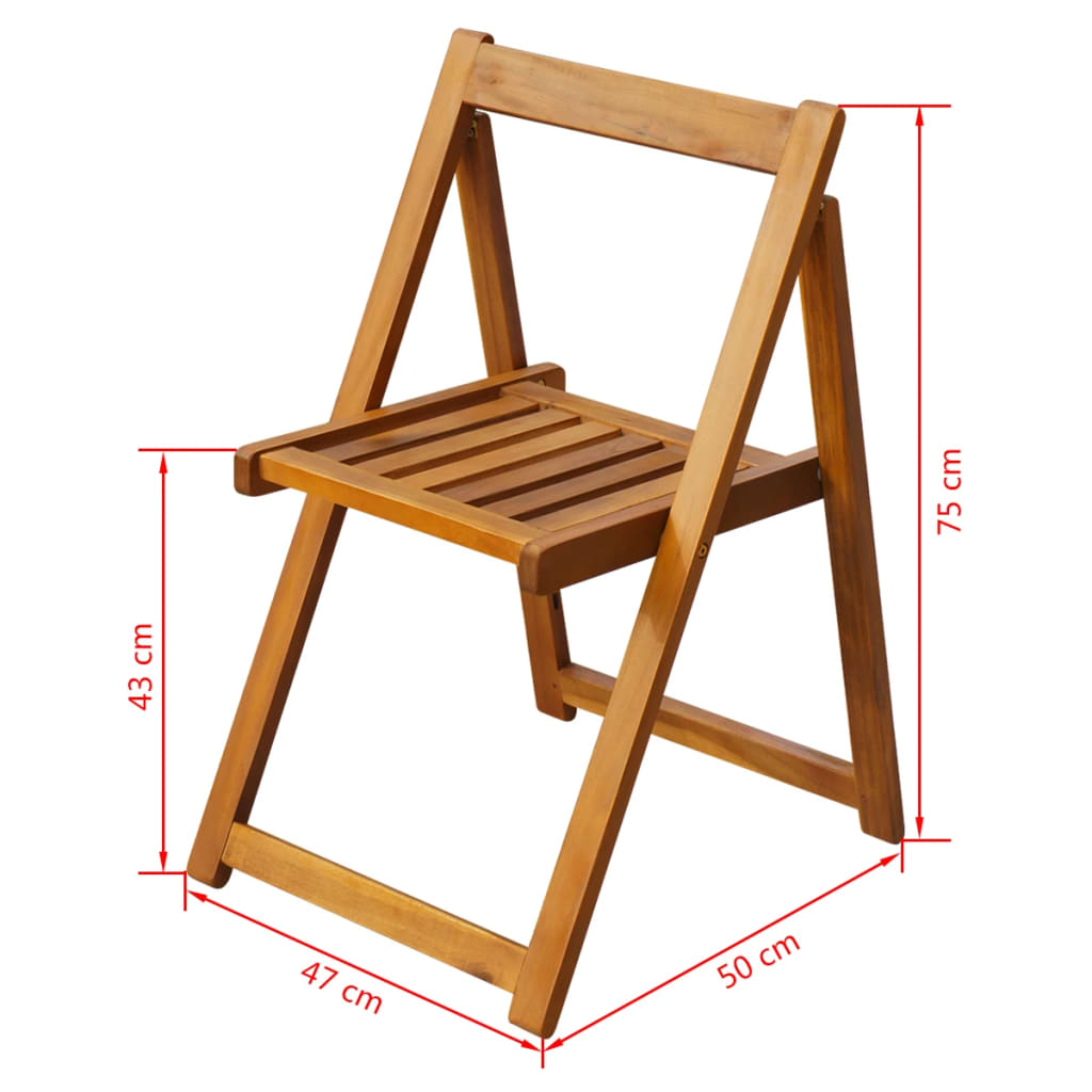 Folding Garden Chairs 2 Pcs Solid Acacia Wood