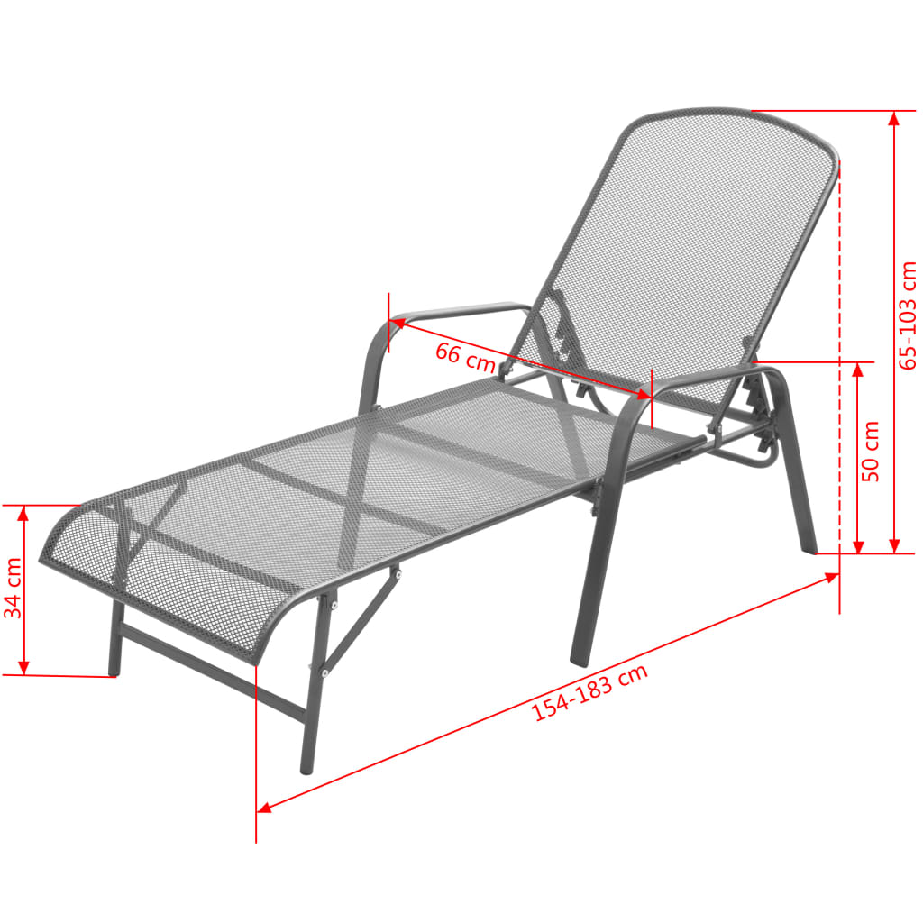 Sun Loungers 2 Pcs With Table Steel Anthracite
