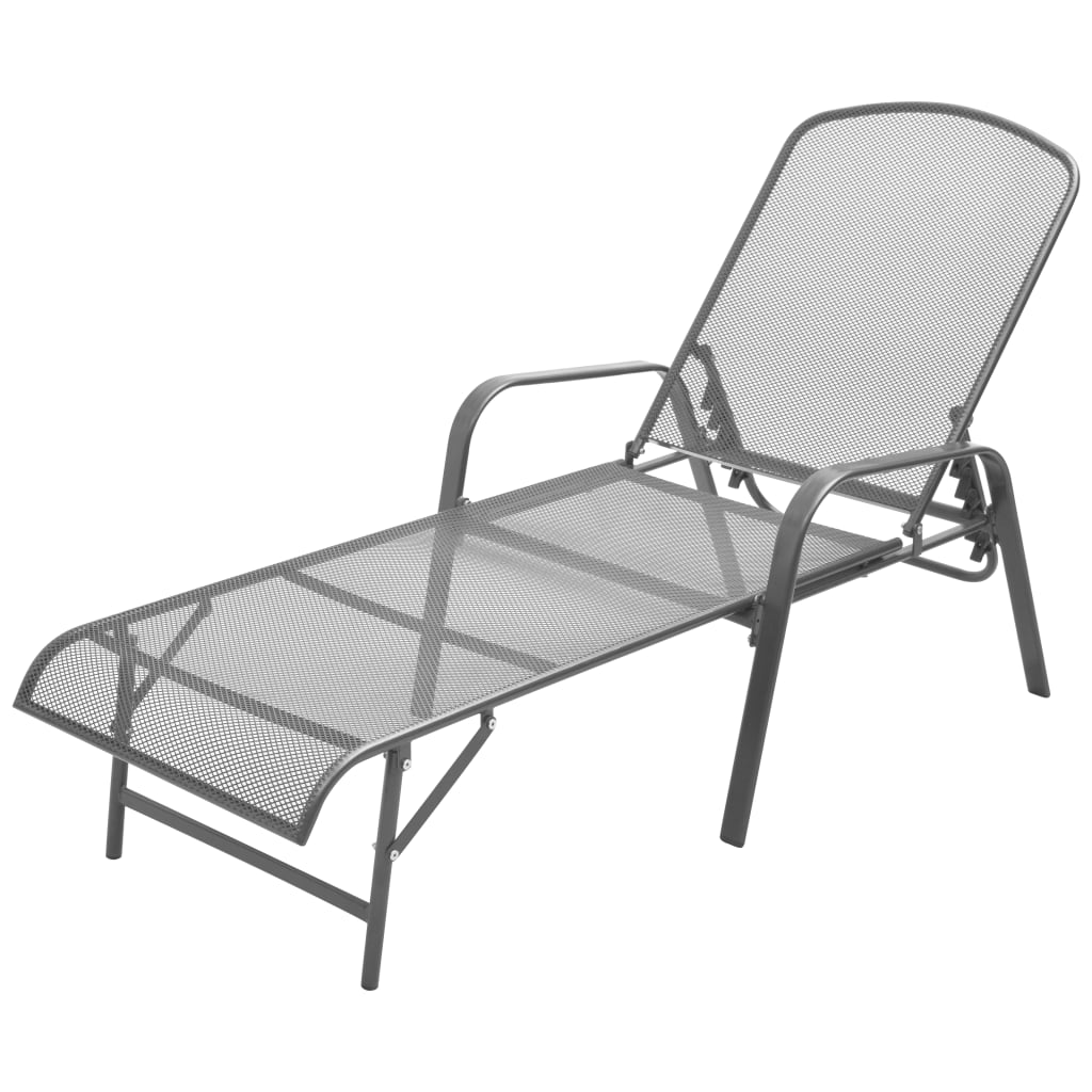 Sun Loungers 2 Pcs With Table Steel Anthracite