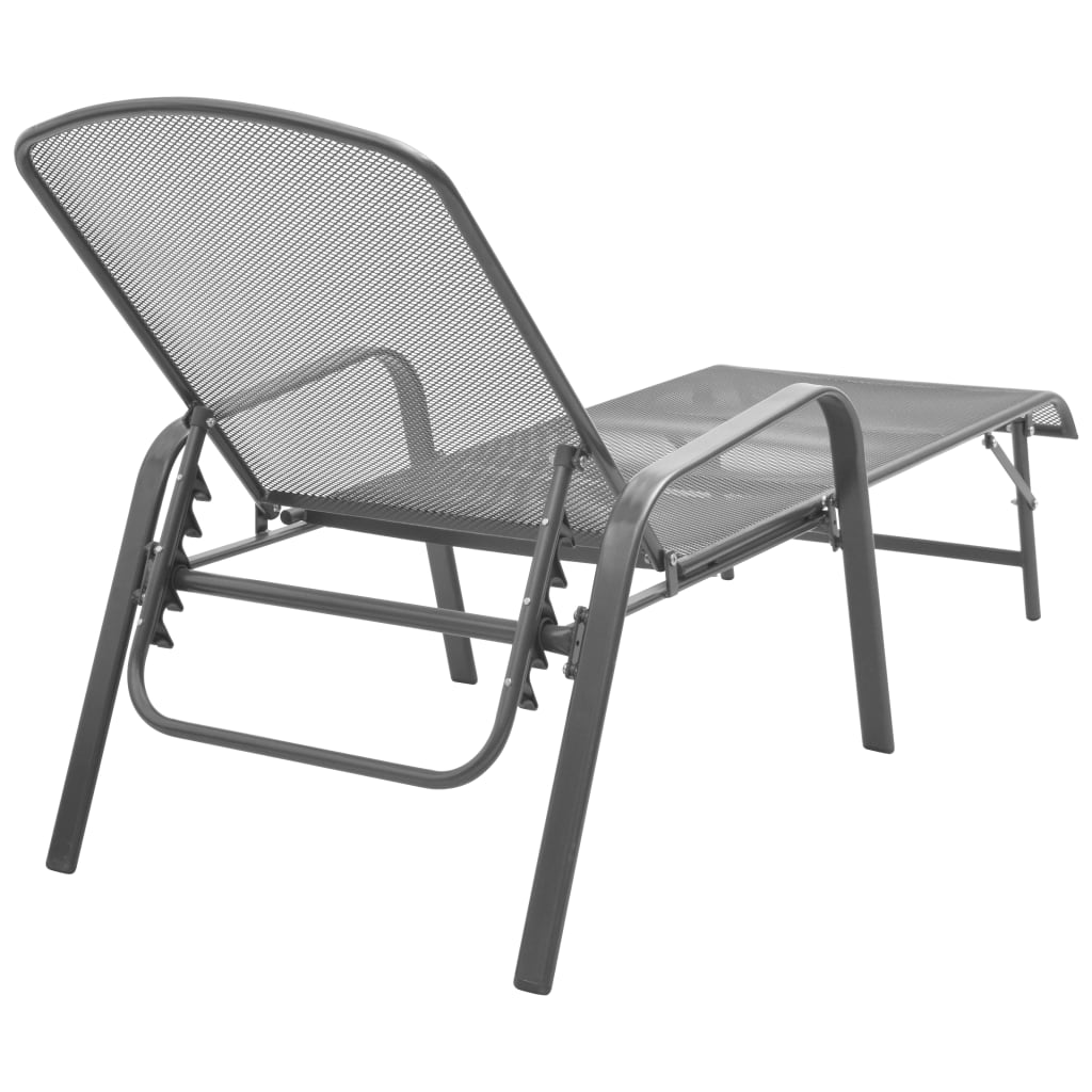 Sun Loungers 2 Pcs With Table Steel Anthracite
