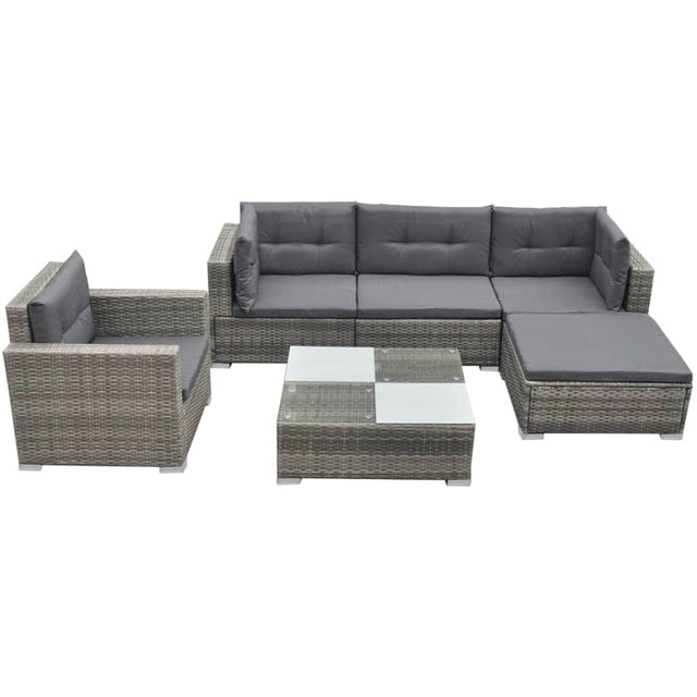 6 Piece Garden Lounge Set With Cushions Poly Rattan