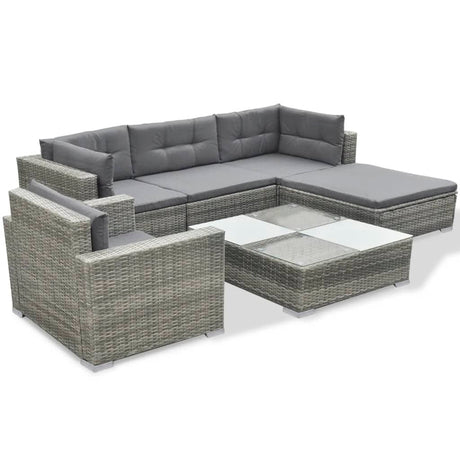 6 Piece Garden Lounge Set With Cushions Poly Rattan