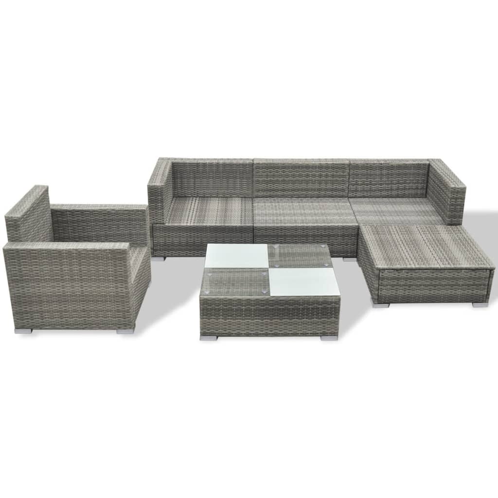 6 Piece Garden Lounge Set With Cushions Poly Rattan
