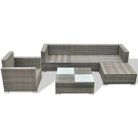 6 Piece Garden Lounge Set With Cushions Poly Rattan