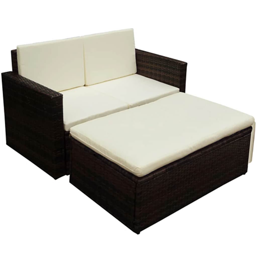 2 Piece Garden Lounge Set With Cushions Poly Rattan