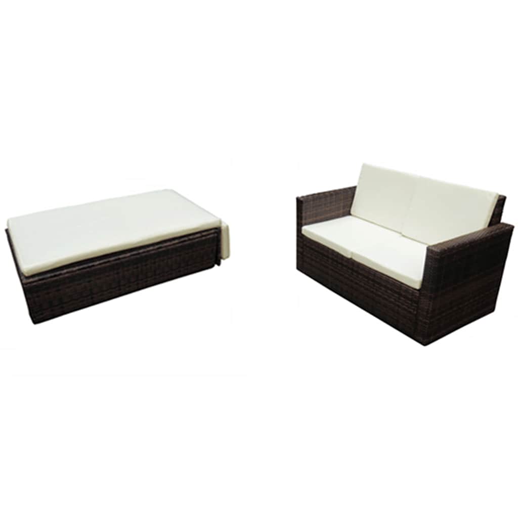 2 Piece Garden Lounge Set With Cushions Poly Rattan