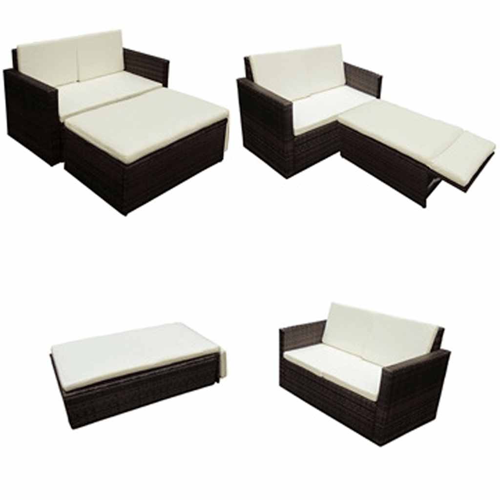 2 Piece Garden Lounge Set With Cushions Poly Rattan