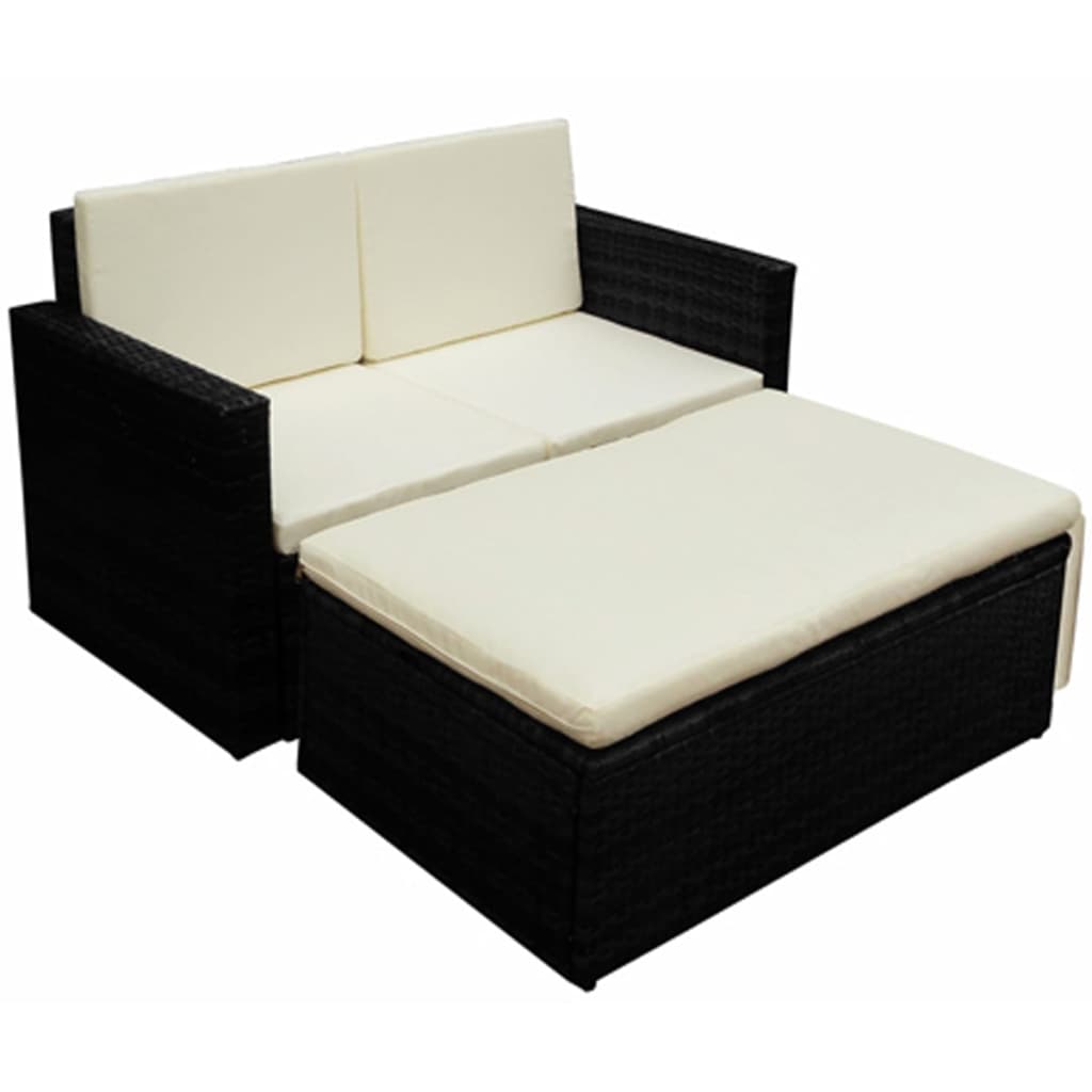 2 Piece Garden Lounge Set With Cushions Poly Rattan