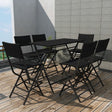 7 Piece Folding Outdoor Dining Set Steel Poly Rattan