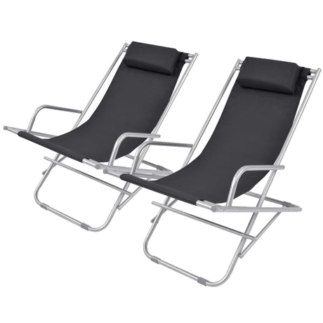 Reclining Deck Chairs 2 Pcs Steel