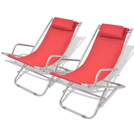 Reclining Deck Chairs 2 Pcs Steel