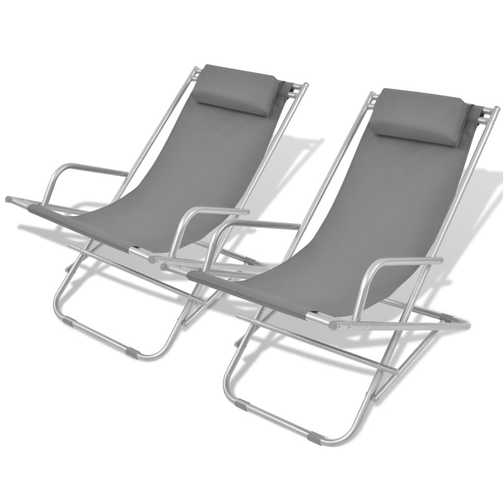 Reclining Deck Chairs 2 Pcs Steel