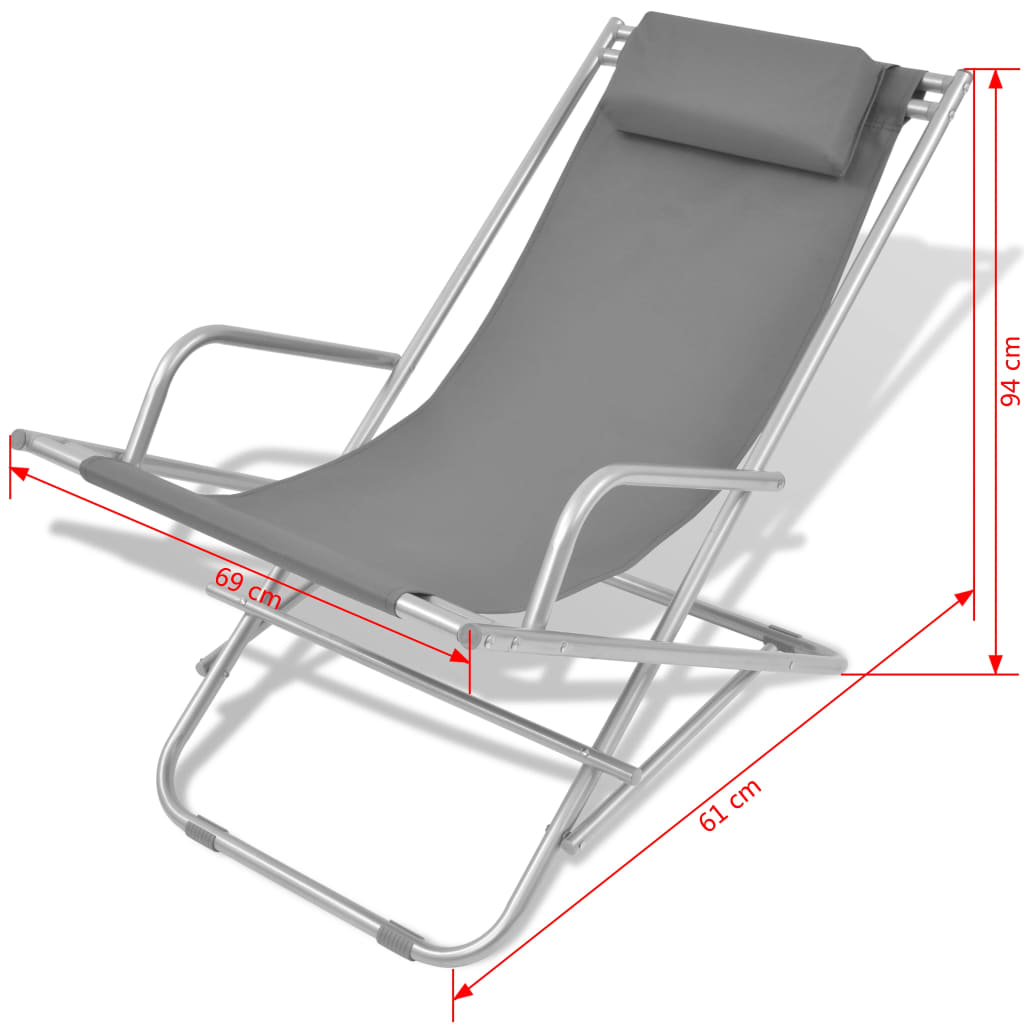 Reclining Deck Chairs 2 Pcs Steel