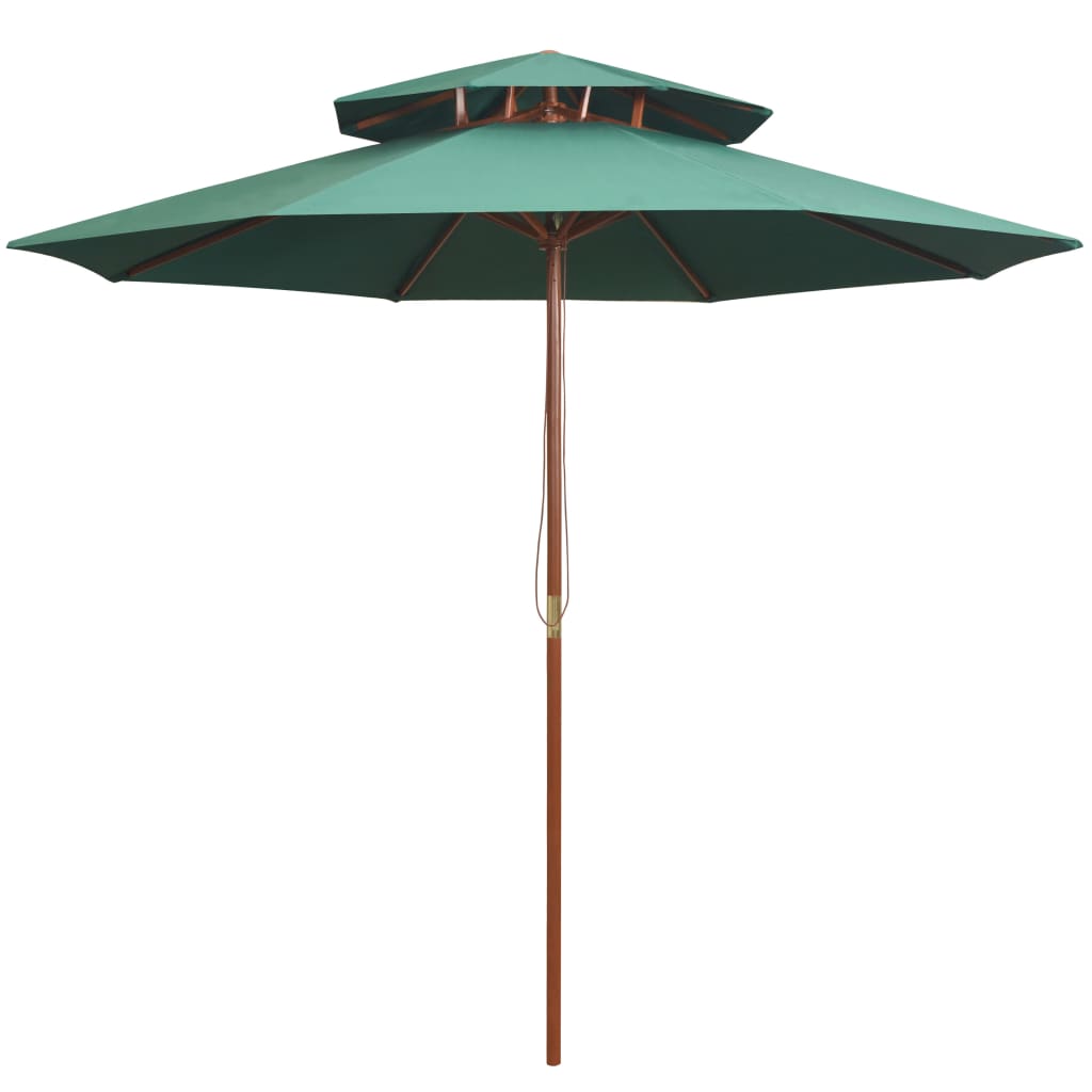 Double Decker Garden Parasol With Wooden Pole 270 Cm