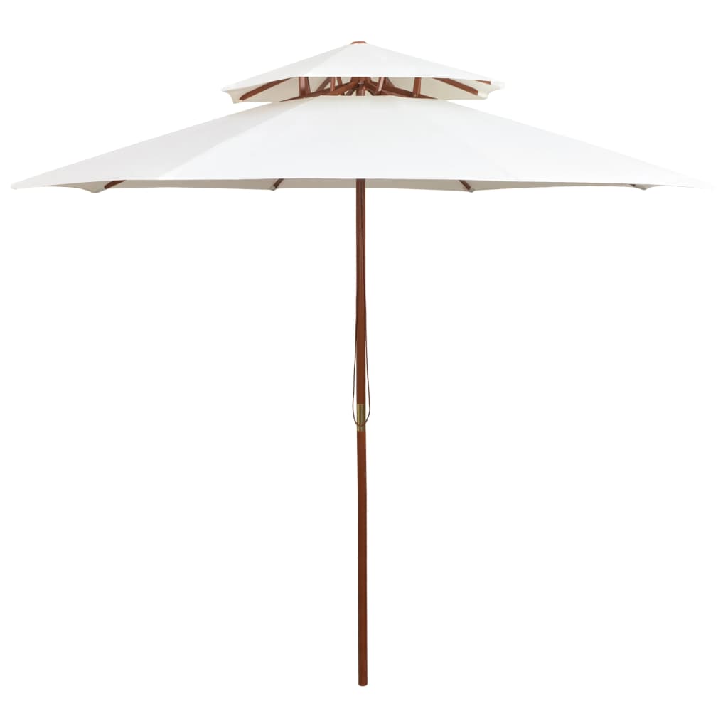Double Decker Garden Parasol With Wooden Pole 270 Cm