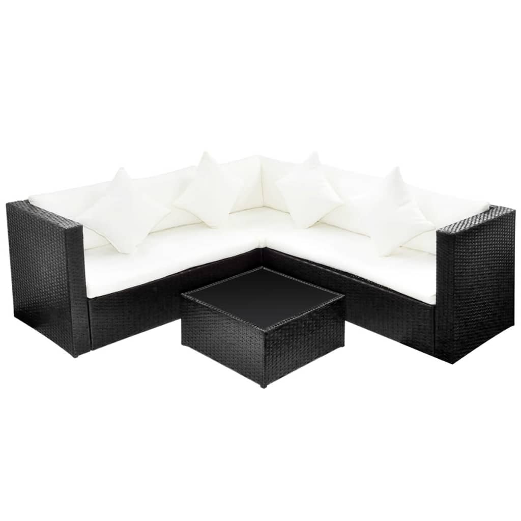 4 Piece Garden Lounge Set With Cushions Poly Rattan
