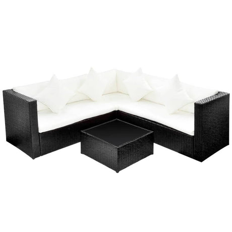 4 Piece Garden Lounge Set With Cushions Poly Rattan