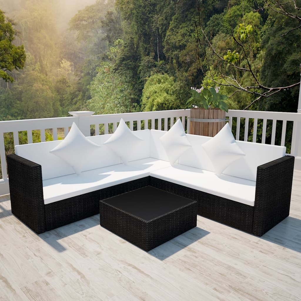 4 Piece Garden Lounge Set With Cushions Poly Rattan