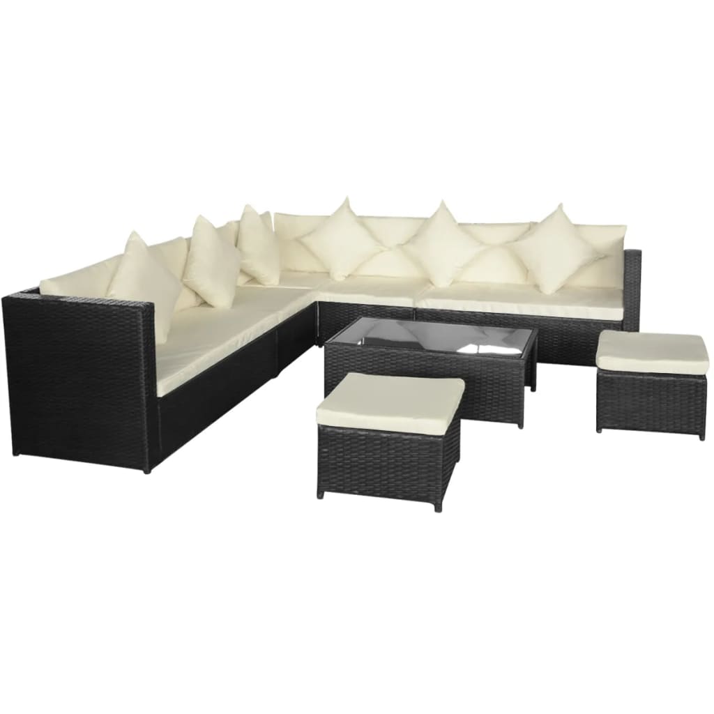 8 Piece Garden Lounge Set With Cushions Poly Rattan