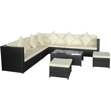 8 Piece Garden Lounge Set With Cushions Poly Rattan