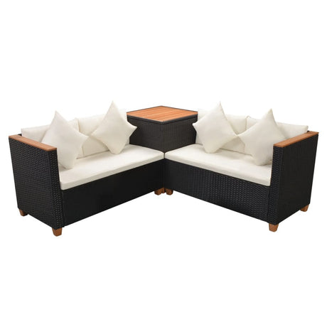4 Piece Garden Lounge Set With Cushions Poly Rattan Black