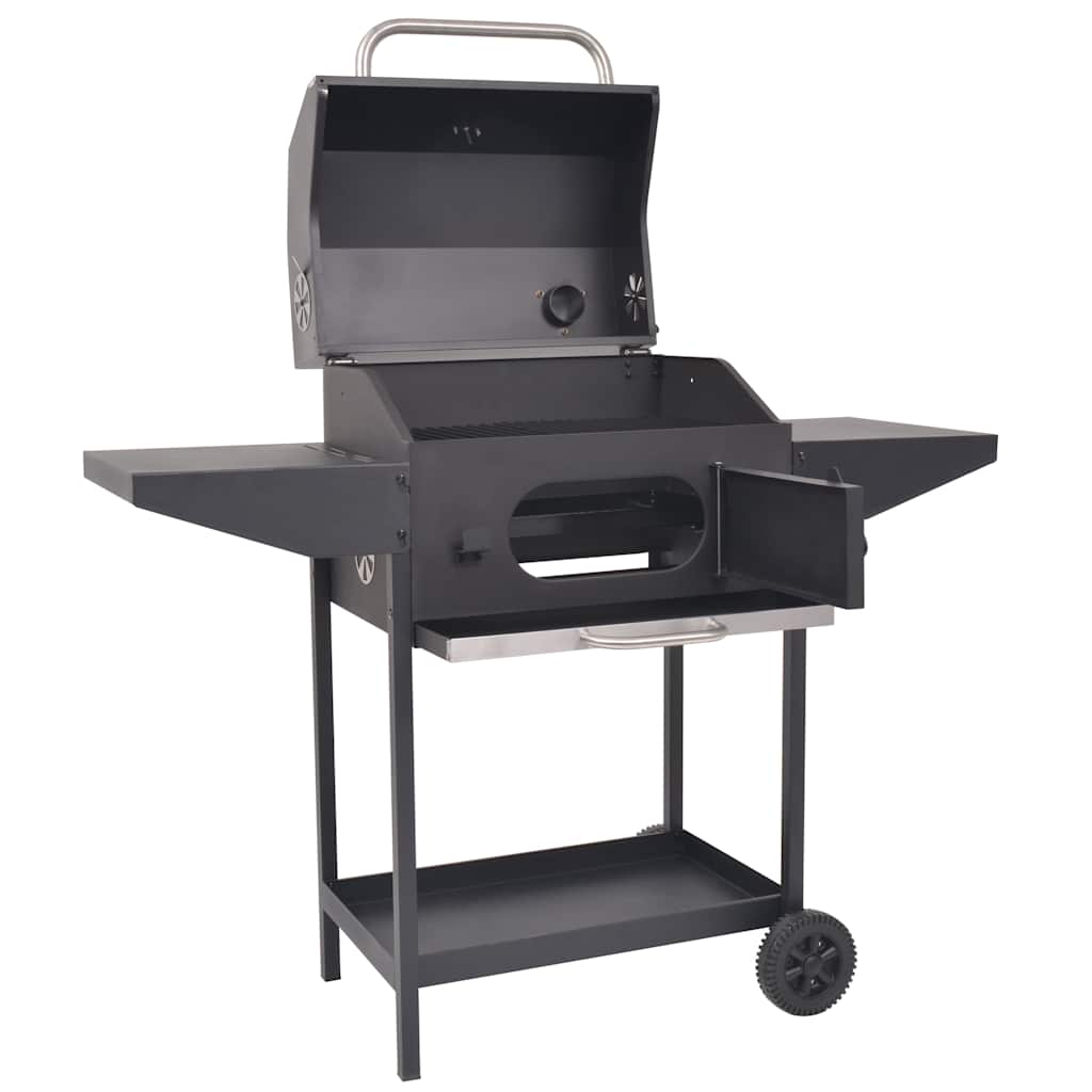 Bbq Charcoal Smoker With Bottom Shelf Black