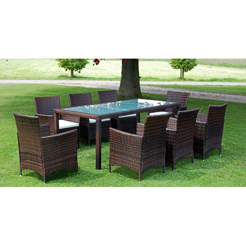 5 Piece Outdoor Dining Set With Cushions Poly Rattan