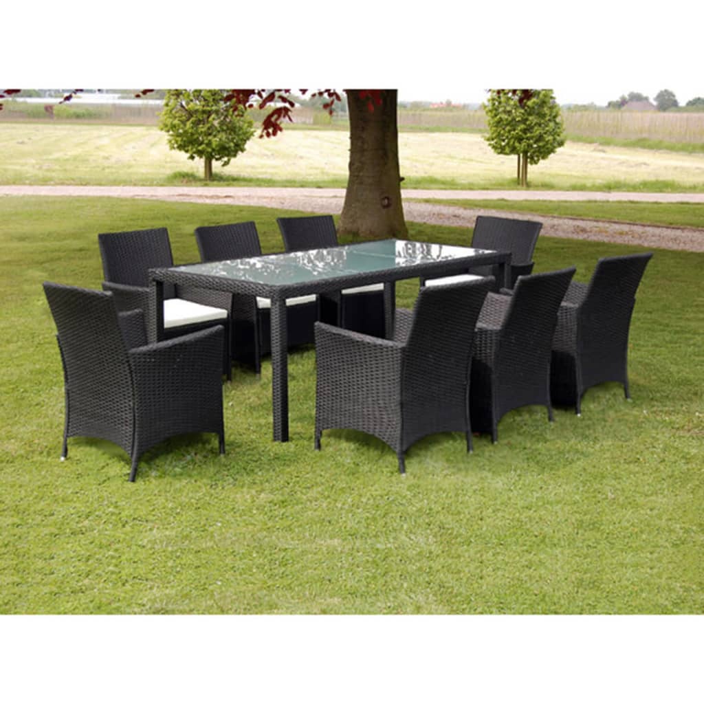 5 Piece Outdoor Dining Set With Cushions Poly Rattan