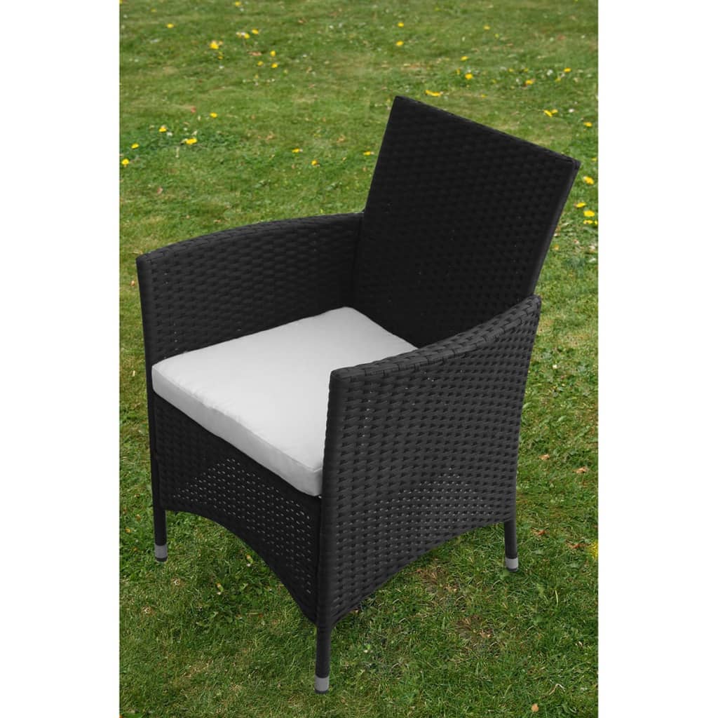 5 Piece Outdoor Dining Set With Cushions Poly Rattan