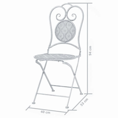 3 Piece Bistro Set Steel Greyish