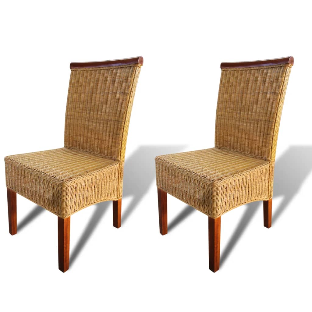 Dining Chairs 4 Pcs Brown Natural Rattan