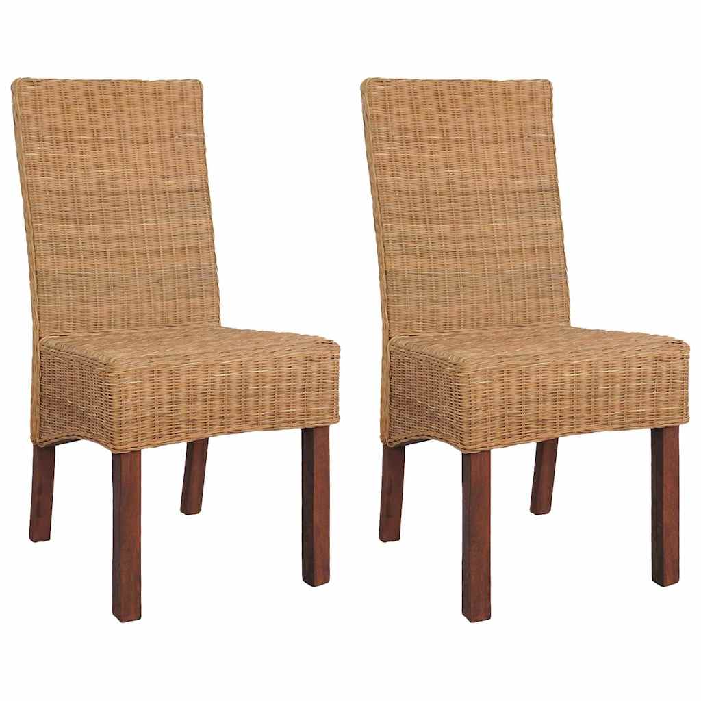 Dining Chairs 4 Pcs Brown Natural Rattan