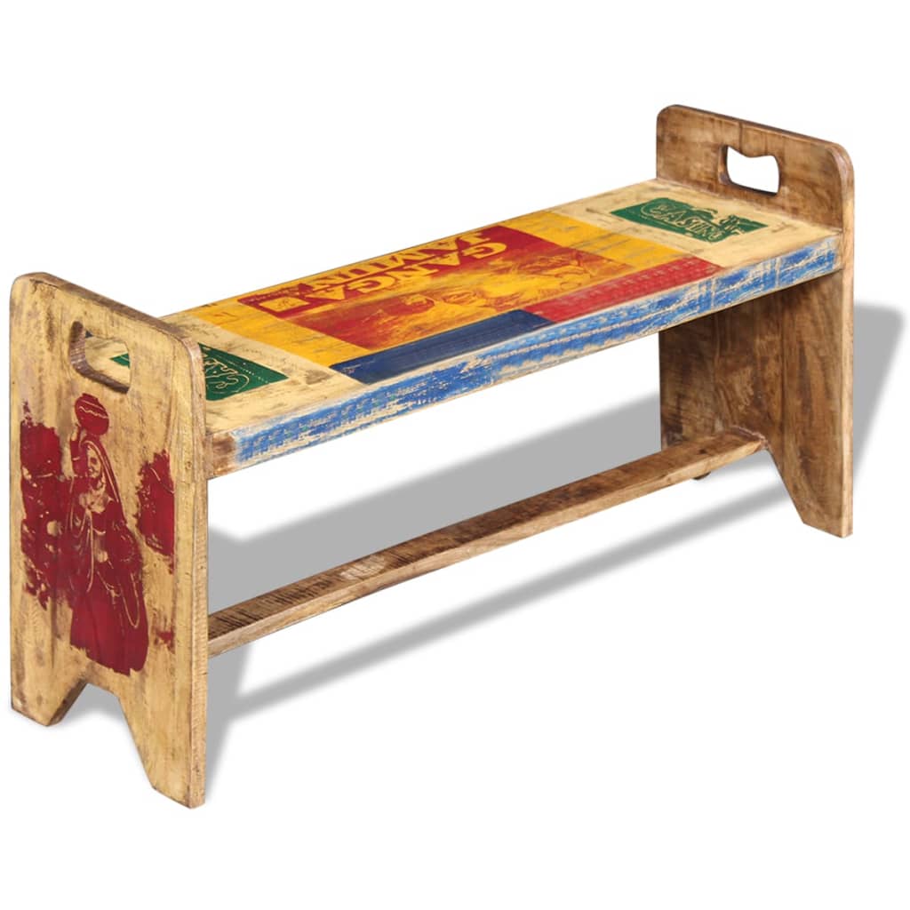 Cola Bench Solid Reclaimed Wood 100X30X50 Cm